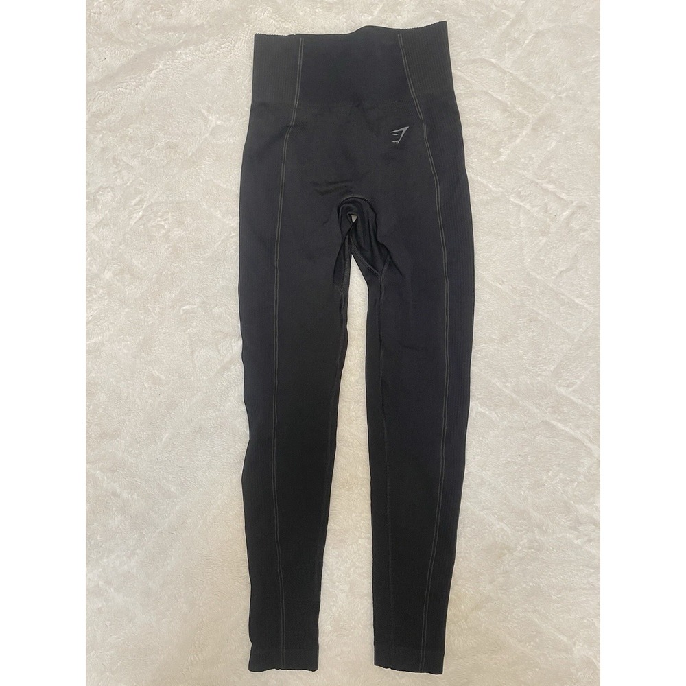 Gymshark Womens Size EST XS Sport Sculpt Leggings Black Mesh Panels Curved Seams